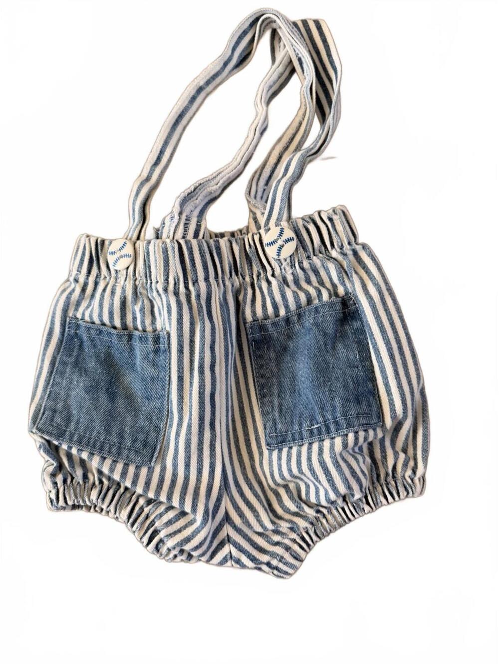 Vintage Hopscotch Striped Suspender Overalls 3m Newborn Photoshoot